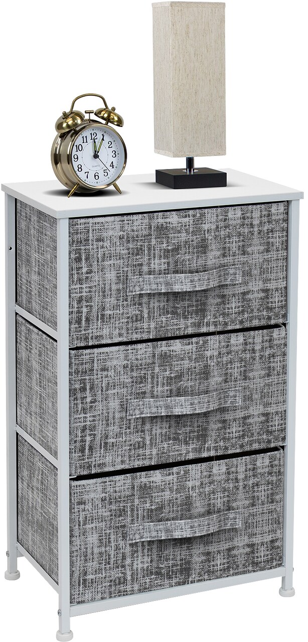 Sorbus Dresser with 3 Drawers - Bedside Furniture & Accent End Table Chest for Home, Bedroom Accessories, Office, College Dorm, Steel Frame, Wood Top, Fabric Drawers
